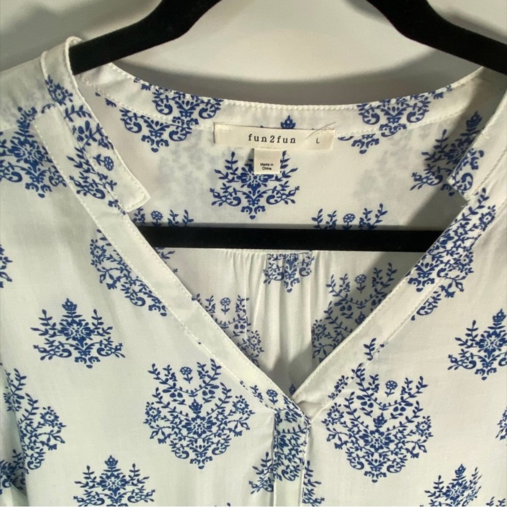 Lightweight V-Neck Blouse from Fun2Fun - Size LG